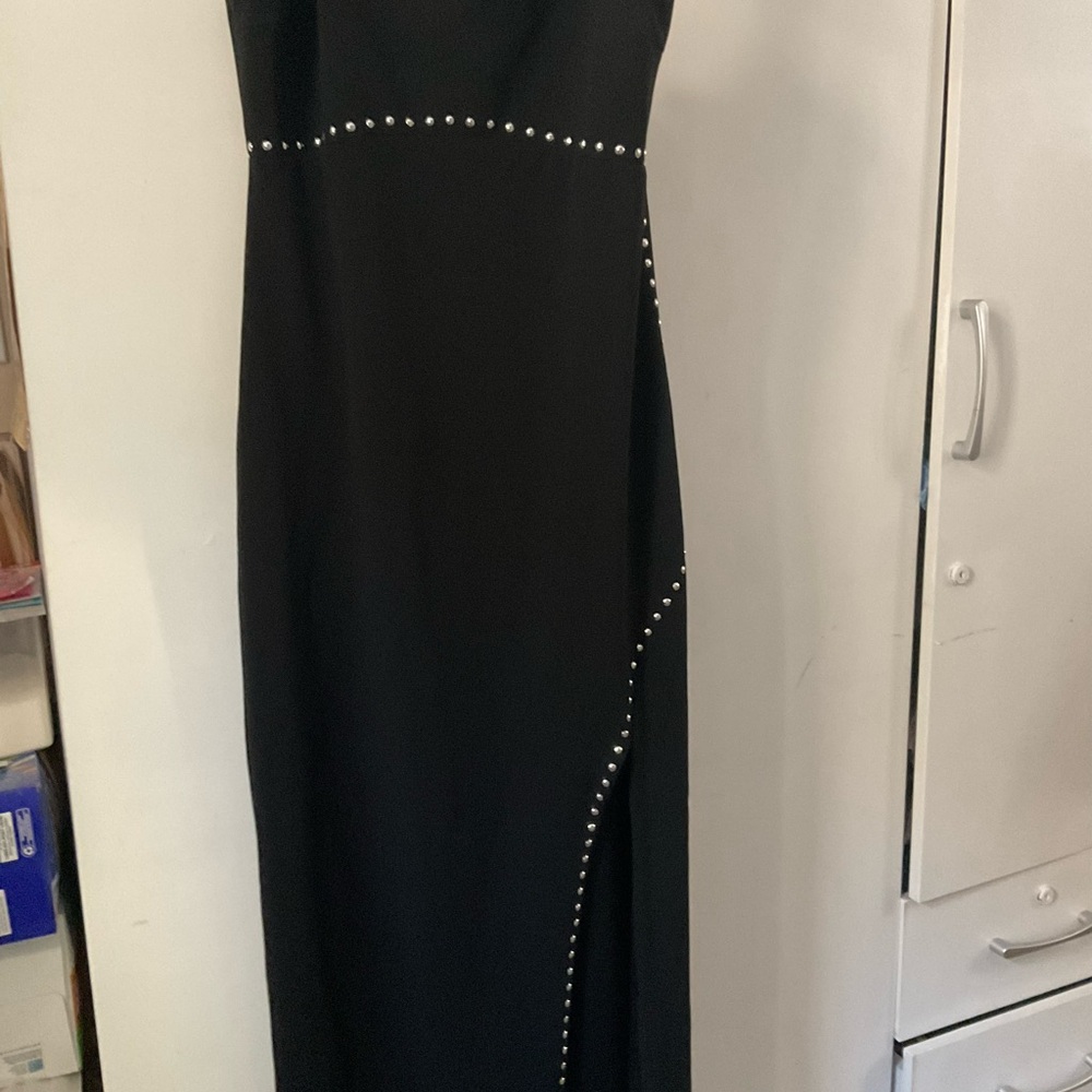 Classic Black Evening Dress with Stud Detail - Picture 4 of 6